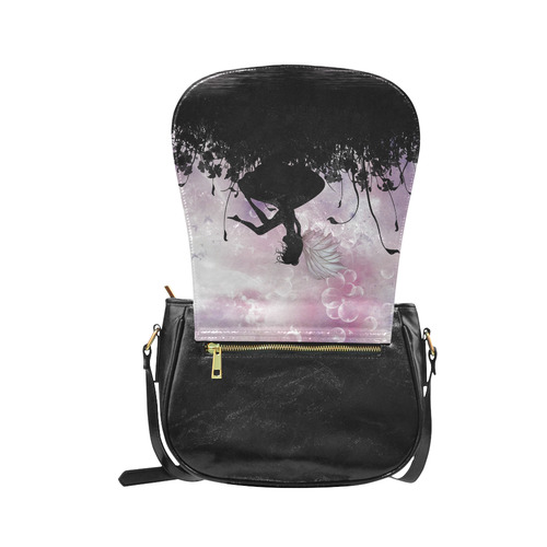 Pink Fairy Silhouette with bubbles Classic Saddle Bag/Large (Model 1648)