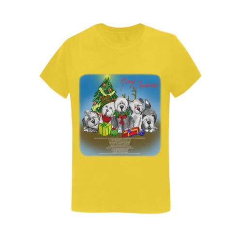 12 pups of Christmas! yellow Women's T-Shirt in USA Size (Two Sides Printing)