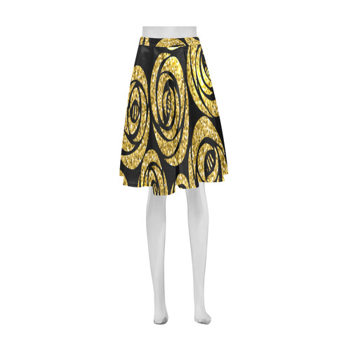 Beautiful Gold Flowers Black Background Athena Women's Short Skirt (Model D15)