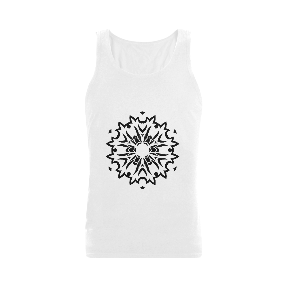 Boys mandala t-shirt with hand-drawn Art. Designers fashion in black and white Men's Shoulder-Free Tank Top (Model T33)