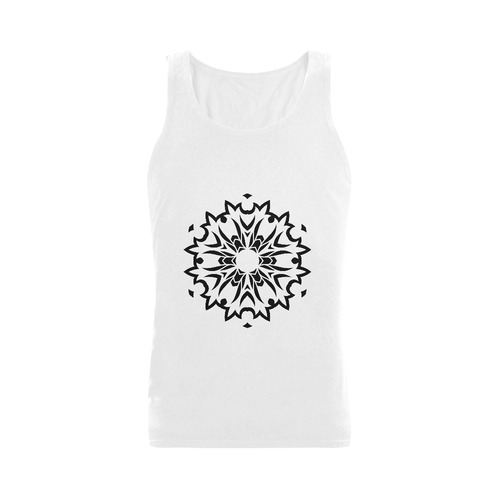 Boys mandala t-shirt with hand-drawn Art. Designers fashion in black and white Men's Shoulder-Free Tank Top (Model T33)