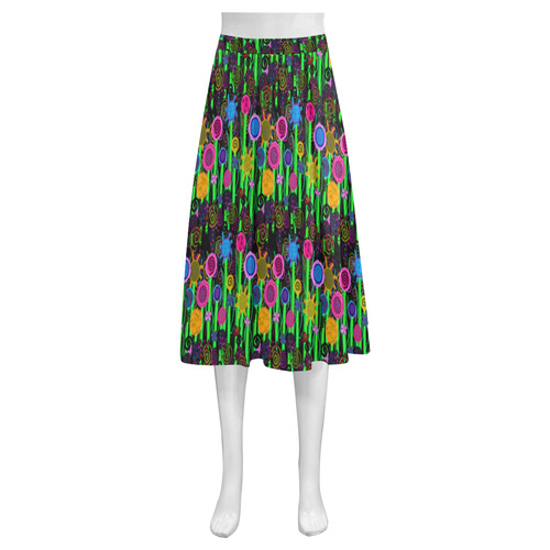 Magical Flowers Mnemosyne Women's Crepe Skirt (Model D16)