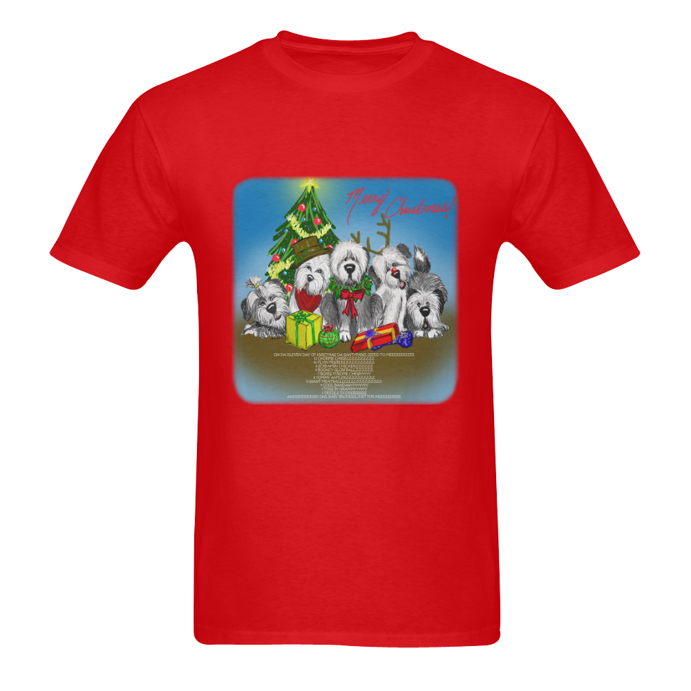 12 pups of Christmas! red Men's T-Shirt in USA Size (Two Sides Printing)