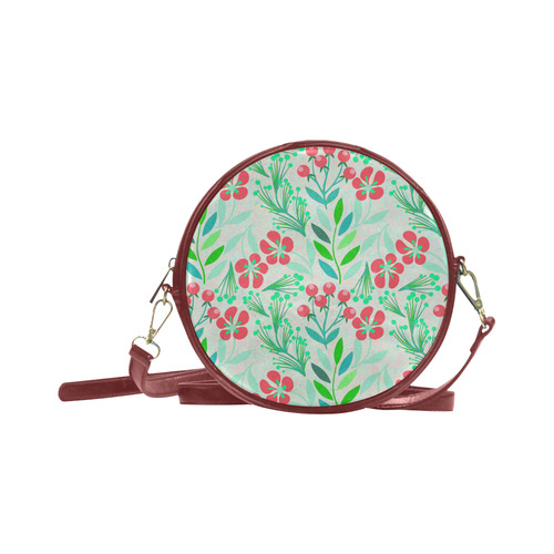Vintage Holiday Flower Floral Pattern Round Sling Bag (Model 1647)