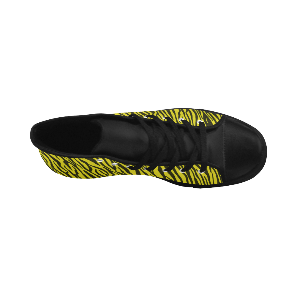 Yellow Zebra Stripes Fur Aquila High Top Microfiber Leather Men's Shoes (Model 032)