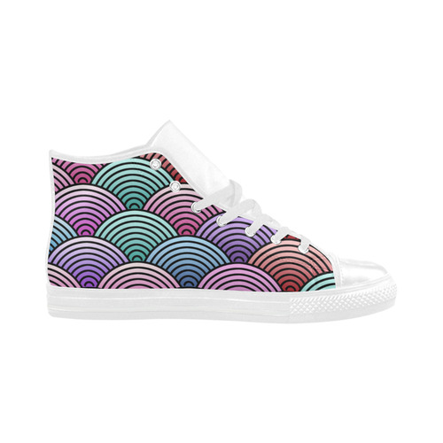 Oriental Concentric Circles Pattern Aquila High Top Microfiber Leather Women's Shoes (Model 032)