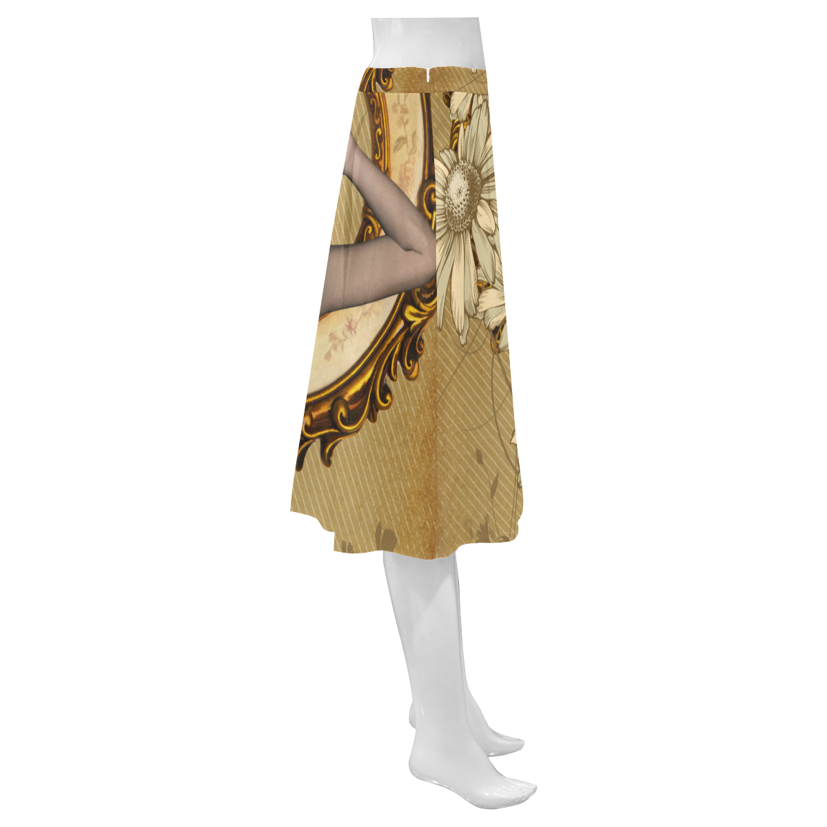 Beautiful fairy and flowers Mnemosyne Women's Crepe Skirt (Model D16)