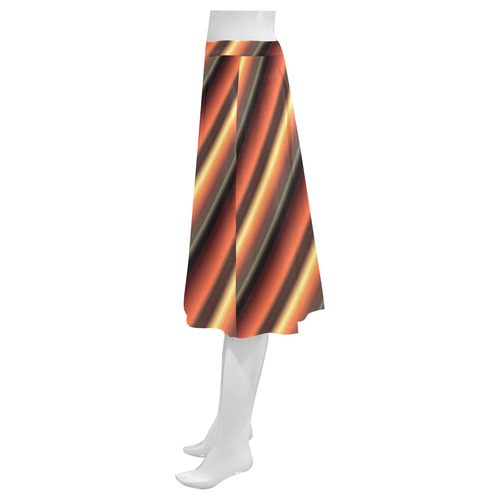 Honey Caramel Gradient Stripes Mnemosyne Women's Crepe Skirt (Model D16)