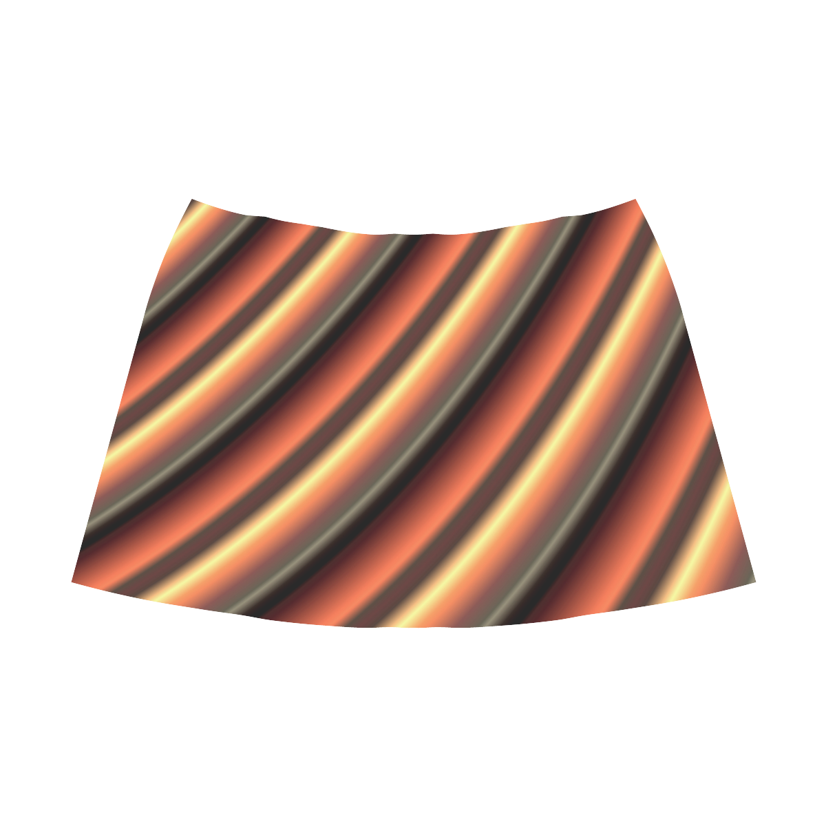 Honey Caramel Gradient Stripes Mnemosyne Women's Crepe Skirt (Model D16)