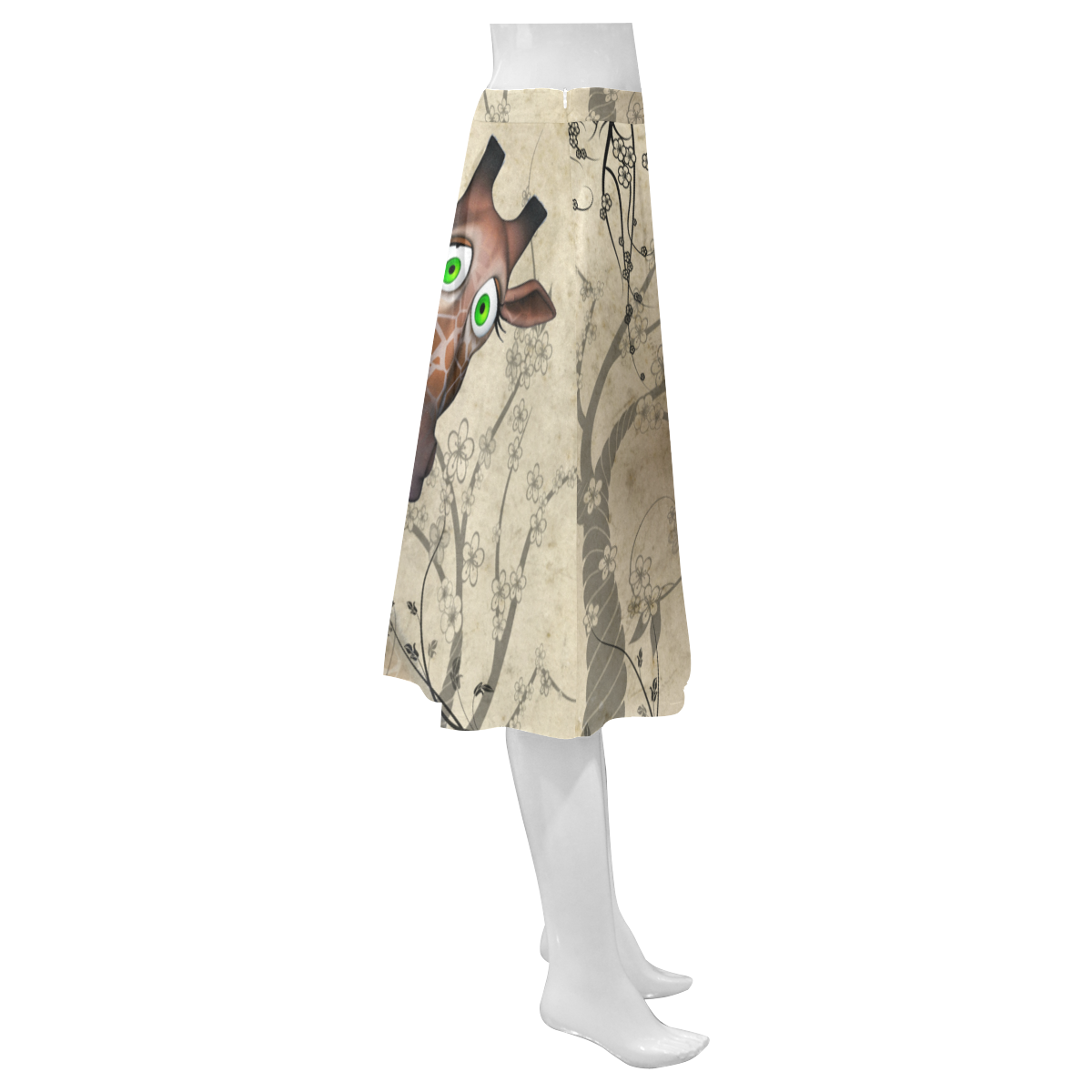 Funny, happy giraffe Mnemosyne Women's Crepe Skirt (Model D16)