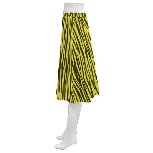 Yellow Zebra Stripes Fur Mnemosyne Women's Crepe Skirt (Model D16)