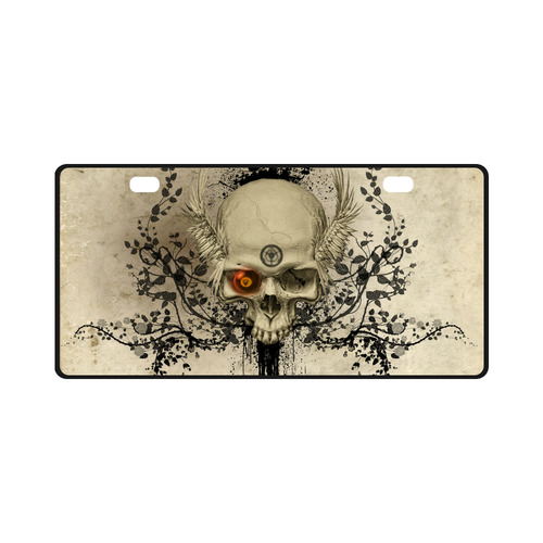 Amazing skull with wings,red eye License Plate