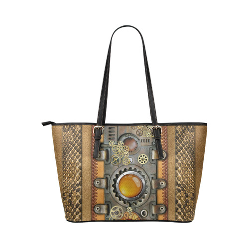 steampunk art Leather Tote Bag/Small (Model 1651)