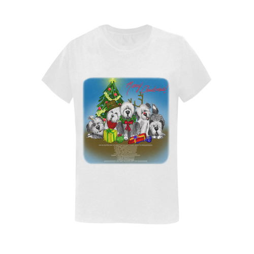 12 pups of Christmas! White Women's T-Shirt in USA Size (Two Sides Printing)
