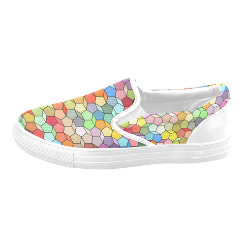 Colorful Polygon Pattern Slip-on Canvas Shoes for Men/Large Size (Model 019)