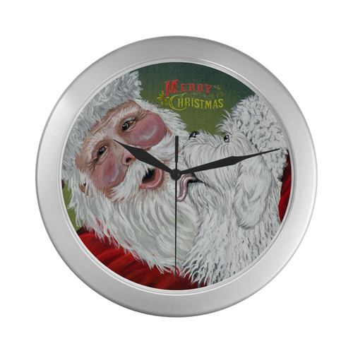Christmas Kisses Silver Color Wall Clock
