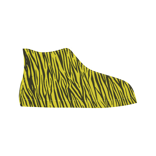 Yellow Zebra Stripes Fur Aquila High Top Microfiber Leather Women's Shoes/Large Size (Model 032)