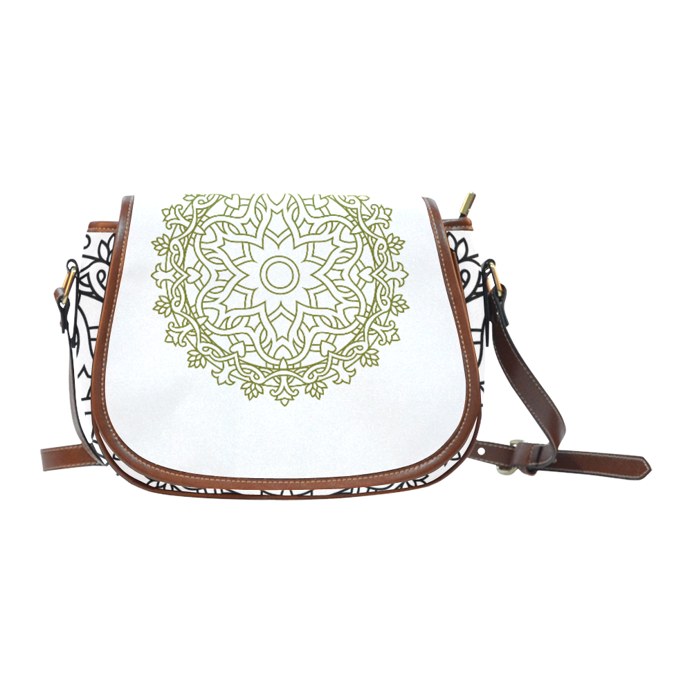 Beautiful tones, line art. New hand-drawn Mandala art in our design atelier. Collection 2016 availab Saddle Bag/Small (Model 1649) Full Customization