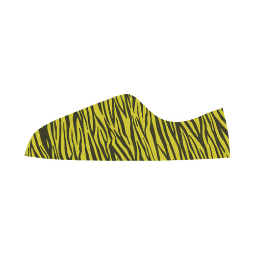 Yellow Zebra Stripes Fur Women's Canvas Zipper Shoes/Large Size (Model 001)