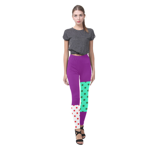 New in shop! Designers fashion available : New leggings vintage edition. Purple and designers dots / Cassandra Women's Leggings (Model L01)
