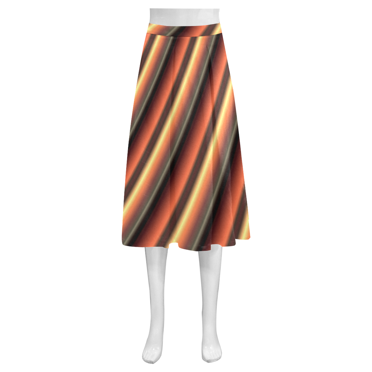 Honey Caramel Gradient Stripes Mnemosyne Women's Crepe Skirt (Model D16)