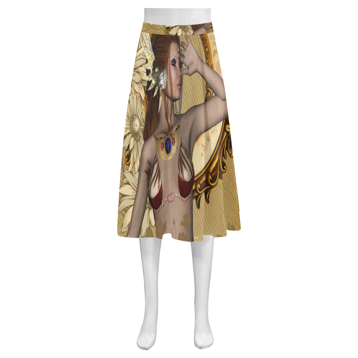 Beautiful fairy and flowers Mnemosyne Women's Crepe Skirt (Model D16)