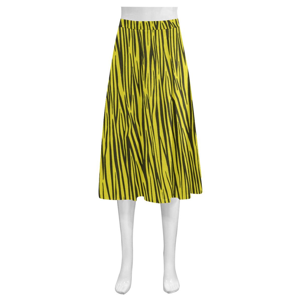 Yellow Zebra Stripes Fur Mnemosyne Women's Crepe Skirt (Model D16)