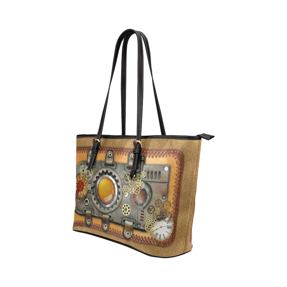 steampunk art Leather Tote Bag/Small (Model 1651)