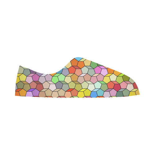 Colorful Polygon Pattern Women's Canvas Zipper Shoes/Large Size (Model 001)