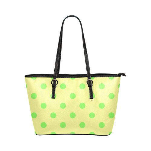New! Esquisitee designers collection with dots. Yellow and green edition 2016 Leather Tote Bag/Small (Model 1651)