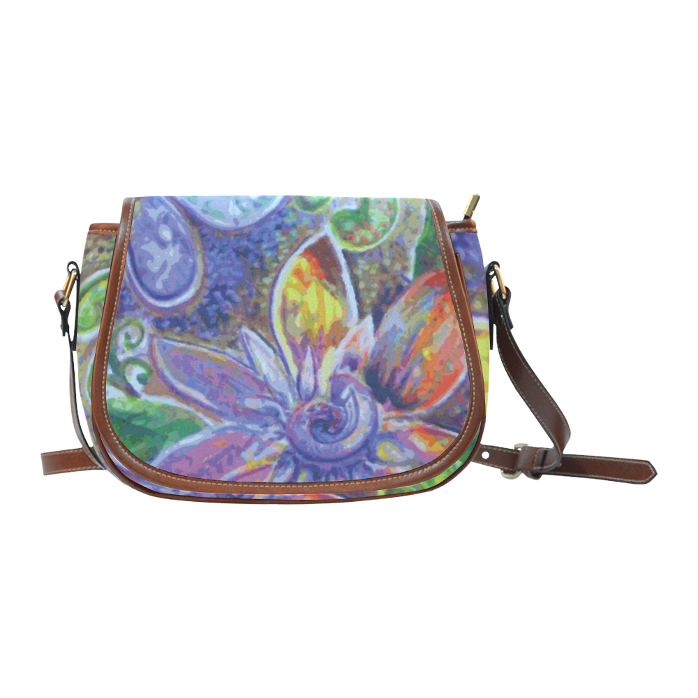 Exotic Flowers Saddle Bag/Small (Model 1649) Full Customization