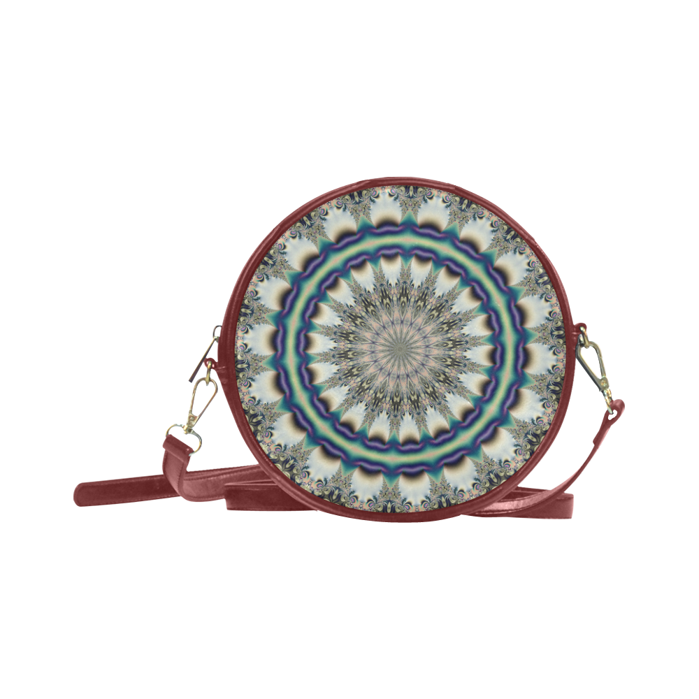 Fractal Kaleidoscope Mandala Flower Abstract 19 Round Sling Bag (Model 1647)
