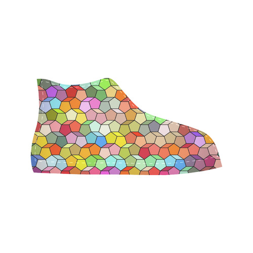 Colorful Polygon Pattern Aquila High Top Microfiber Leather Women's Shoes (Model 032)