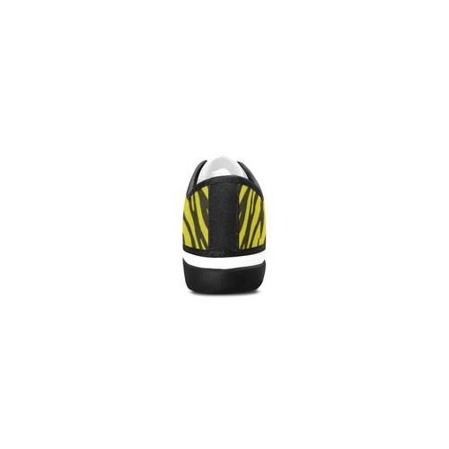 Yellow Zebra Stripes Fur Women's Canvas Zipper Shoes/Large Size (Model 001)