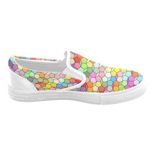 Colorful Polygon Pattern Slip-on Canvas Shoes for Men/Large Size (Model 019)