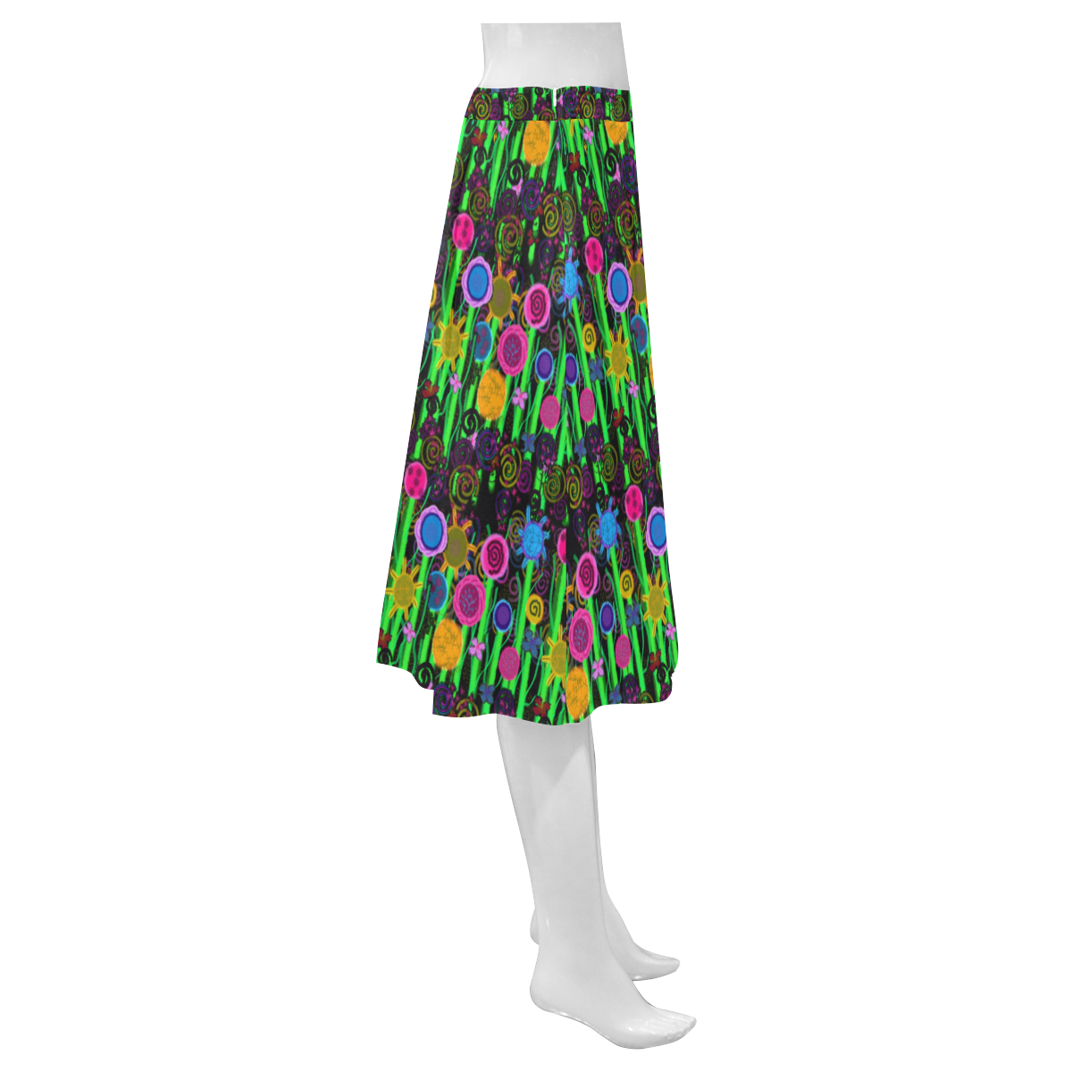 Magical Flowers Mnemosyne Women's Crepe Skirt (Model D16)