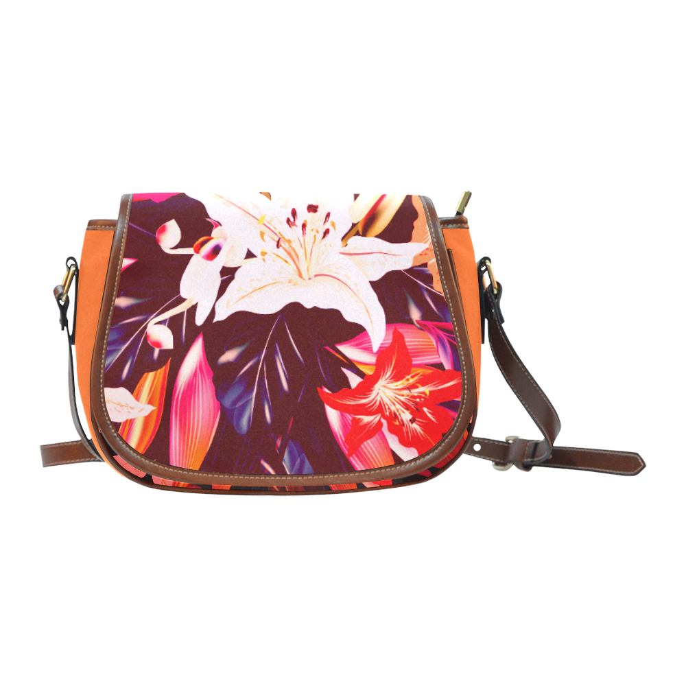 New in shop. Original exotic design. Exclusive designers bag collection with hand-drawn exotic art Saddle Bag/Large (Model 1649)