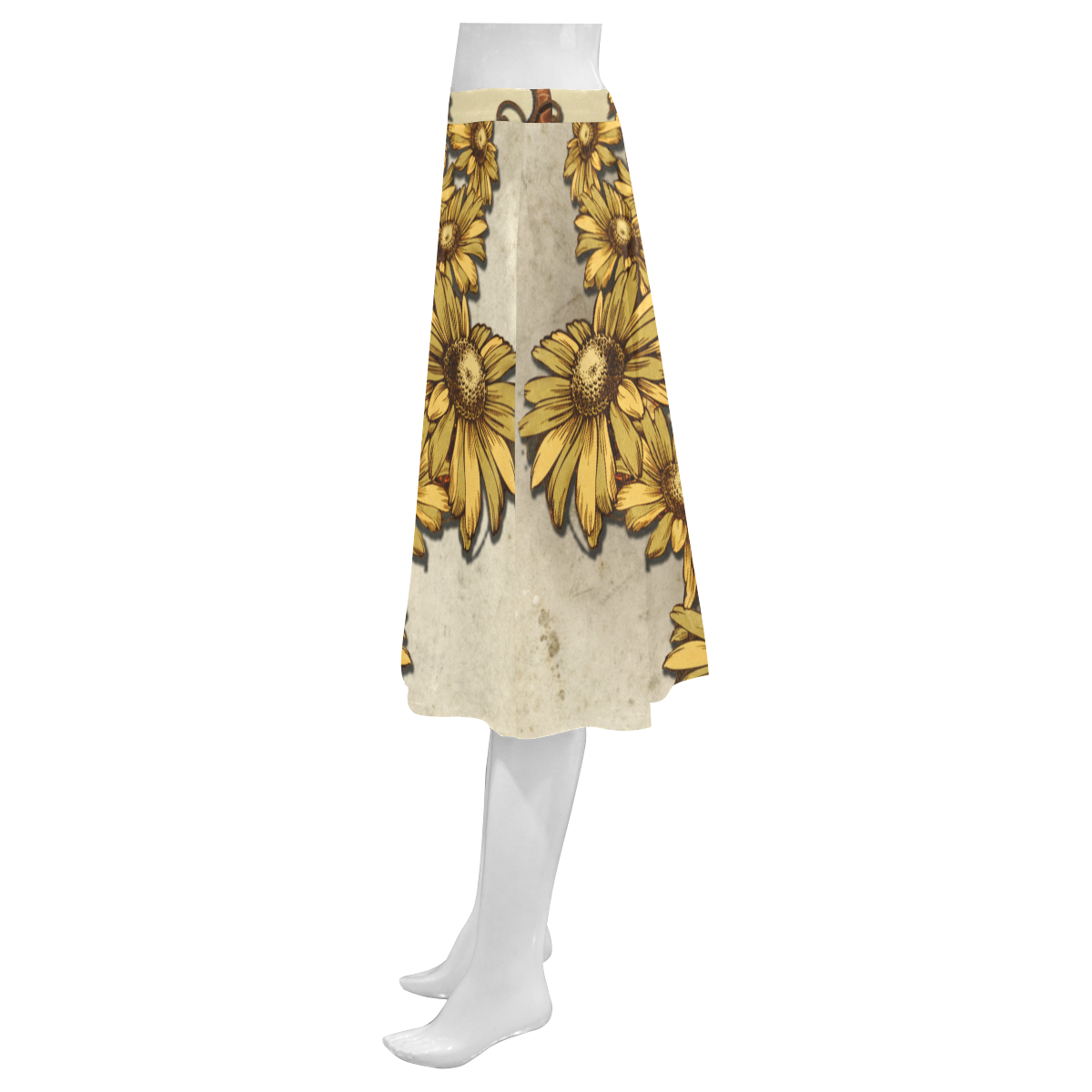 Sweet, cute giraffe with flowers Mnemosyne Women's Crepe Skirt (Model D16)