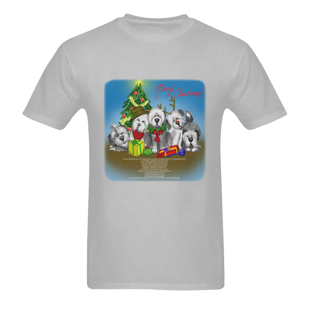 12 pups of Christmas! grey Men's T-Shirt in USA Size (Two Sides Printing)