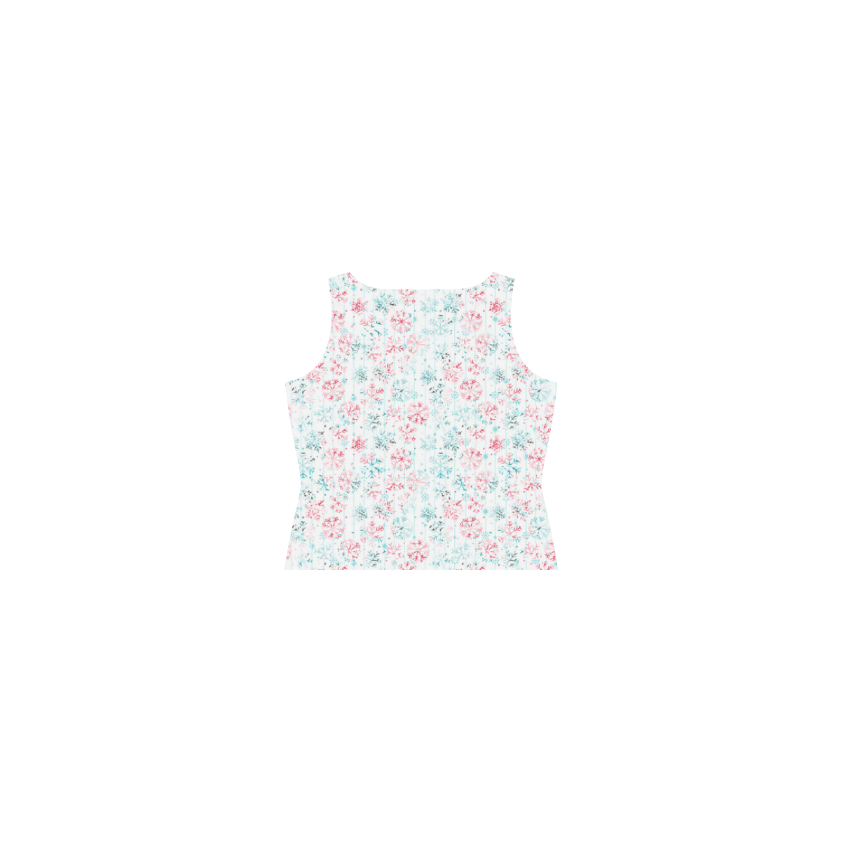 watercolor snowflakes, christmas pattern Sleeveless Splicing Shift Dress(Model D17)