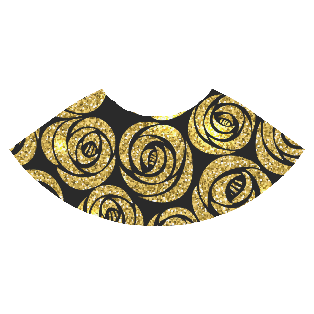Beautiful Gold Flowers Black Background Athena Women's Short Skirt (Model D15)