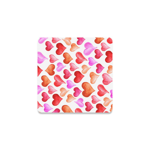 Pink Red Hearts Pattern Square Coaster
