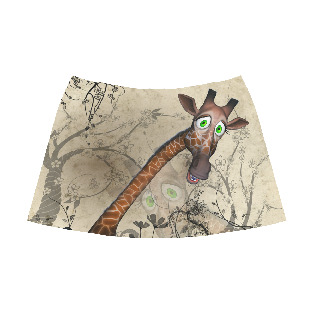Funny, happy giraffe Mnemosyne Women's Crepe Skirt (Model D16)
