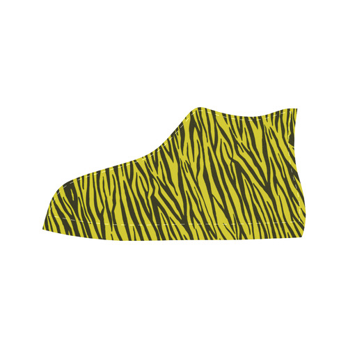 Yellow Zebra Stripes Fur Aquila High Top Microfiber Leather Women's Shoes (Model 032)