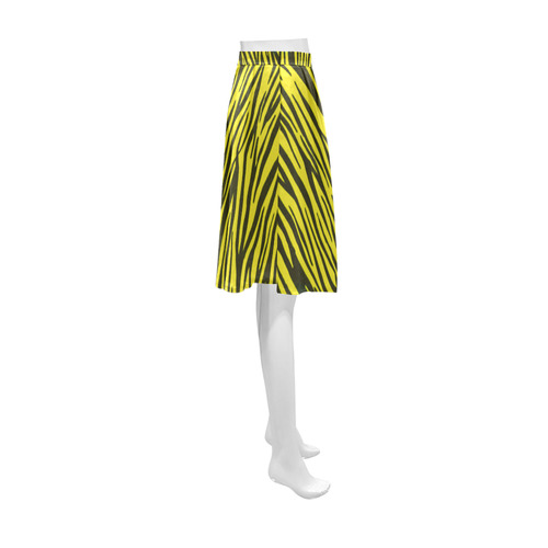 Yellow Zebra Stripes Fur Athena Women's Short Skirt (Model D15)