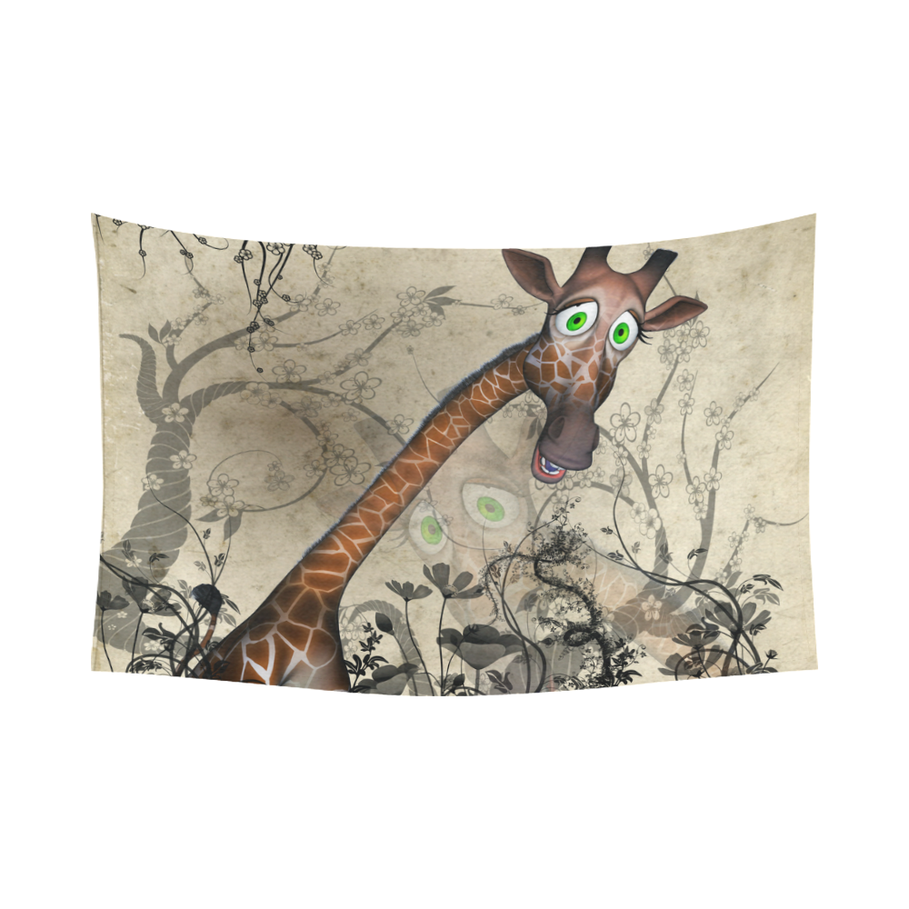 Funny, happy giraffe Cotton Linen Wall Tapestry 90"x 60"