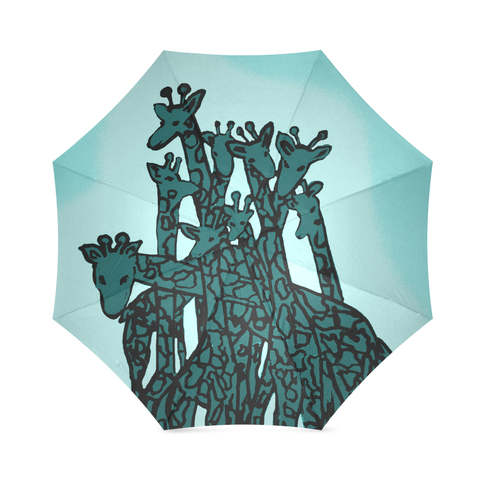 Tangled Teal Giraffes Foldable Umbrella (Model U01)