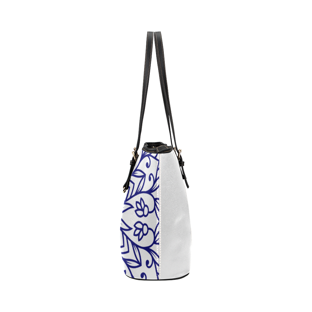 Original vintage hand-drawn artistic Mandala bag edition. Blue and white collection 2016 Leather Tote Bag/Small (Model 1651)