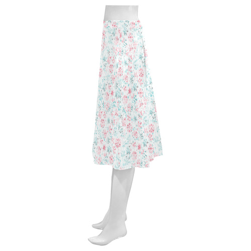 watercolor snowflakes, christmas pattern Mnemosyne Women's Crepe Skirt (Model D16)