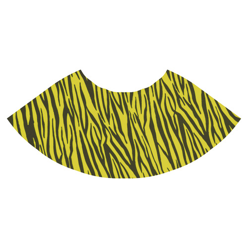 Yellow Zebra Stripes Fur Athena Women's Short Skirt (Model D15)